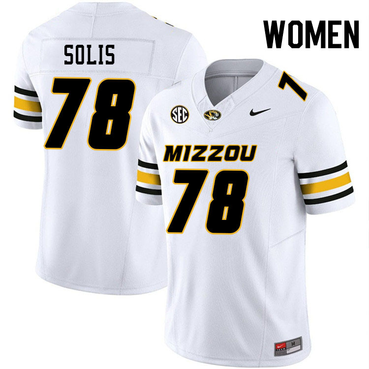 Women #78 Brandon Solis Missouri Tigers College Football Jerseys Stitched-White